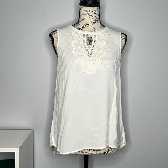 Daniel Rainn (M) Quin Keyhole Crochet Top - Stitch Fix Mixed Material Blouse - Picture 13 of 13